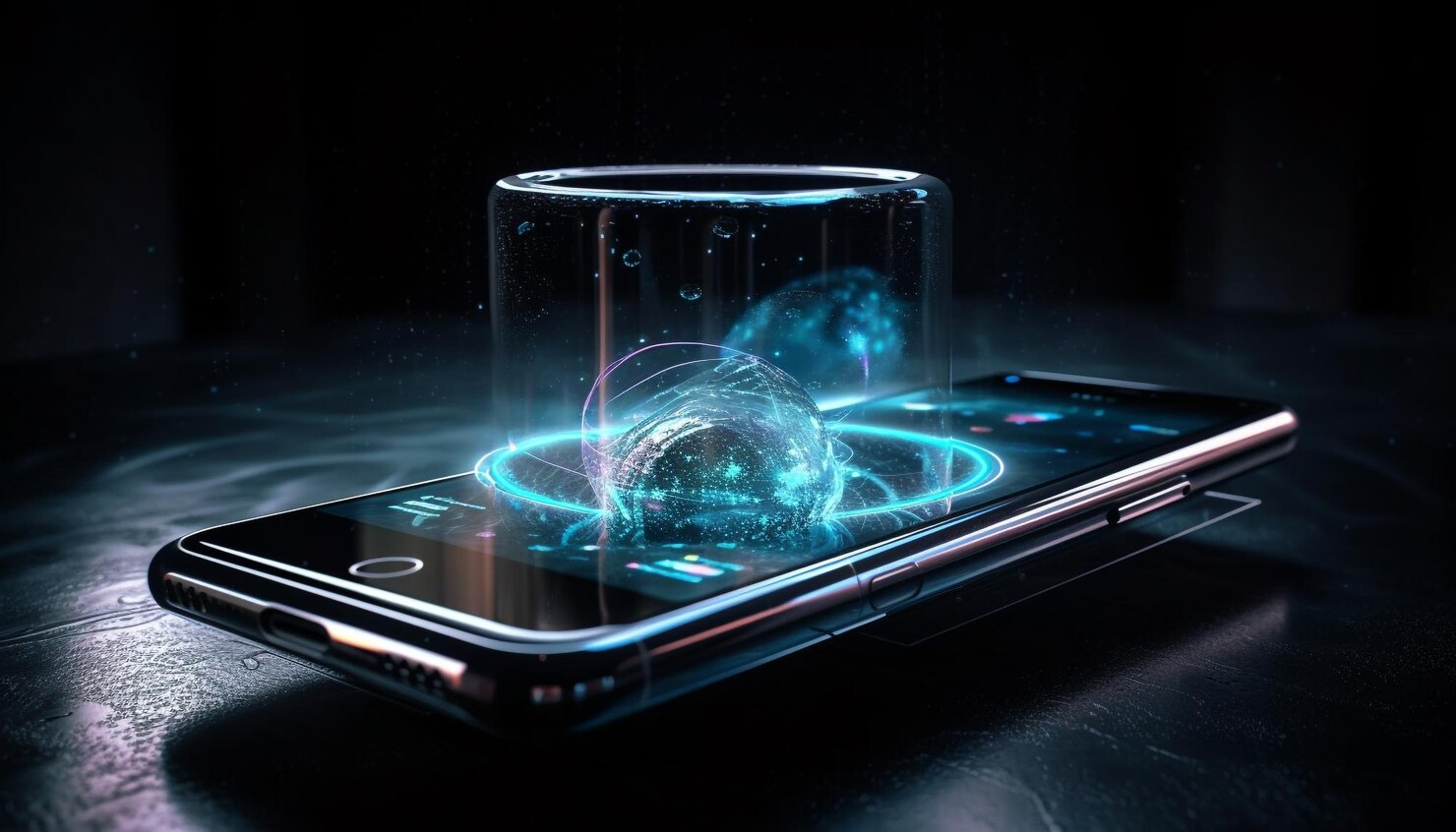 on-device AI explained - smartphone with holographic AI processing interface